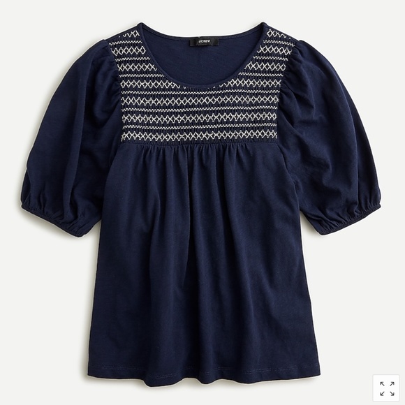 J.Crew Puff Sleeve T-Shirt with Smocked Yoke Small - Picture 3 of 4